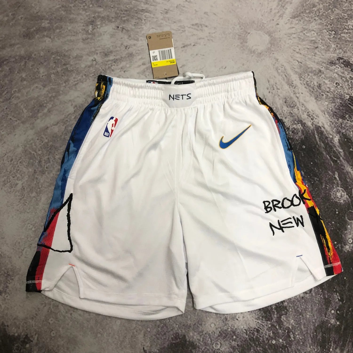 2023 Nets White NBA Shorts