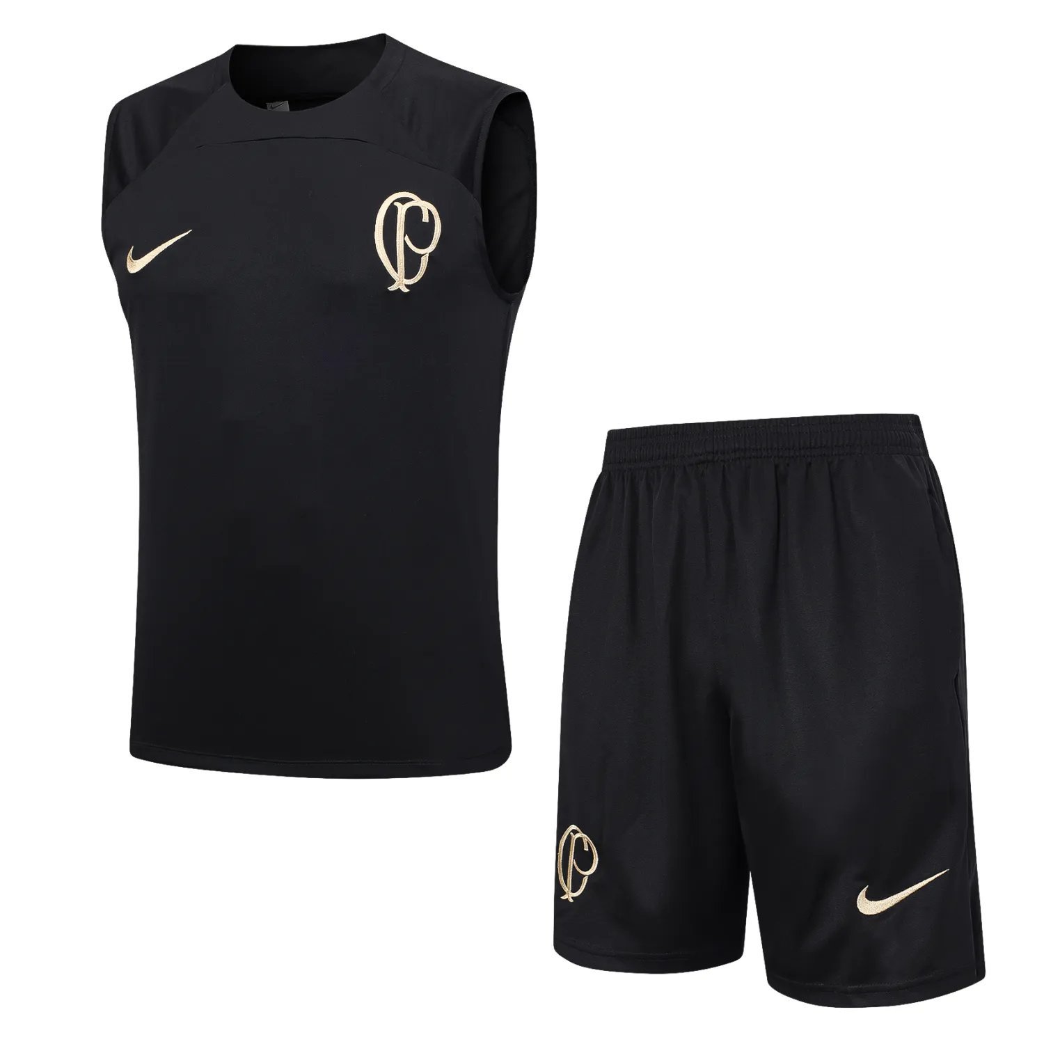 23-24 Corinthians Black Training Vest Suit