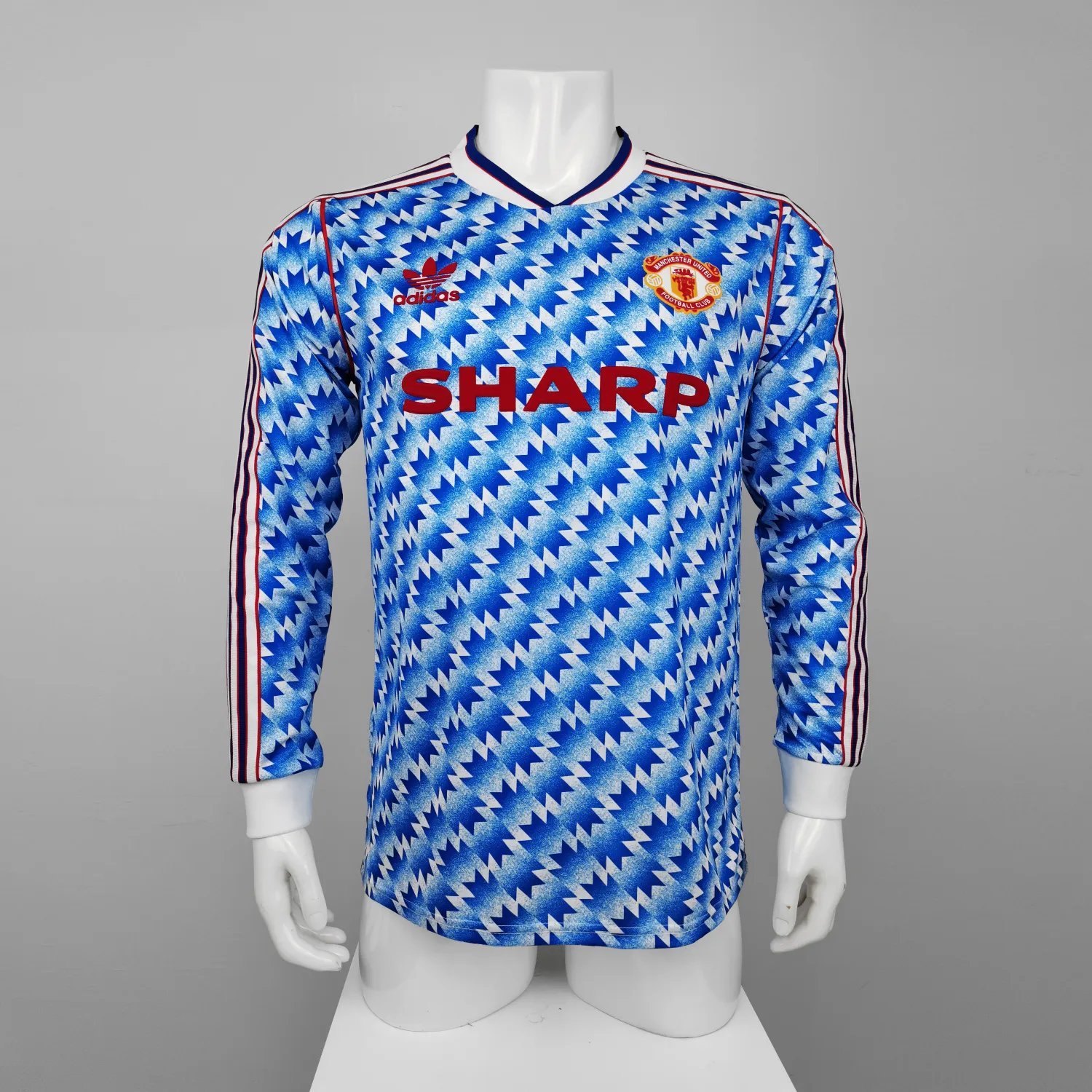 90-92 Manchester United Blue Long Sleeve Retro 