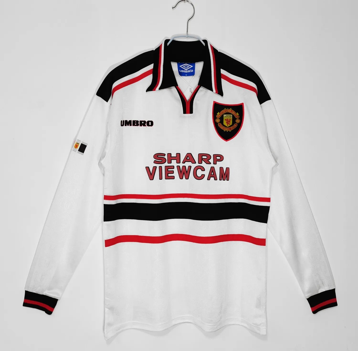 97-98 Manchester United White Long Sleeve Retro 
