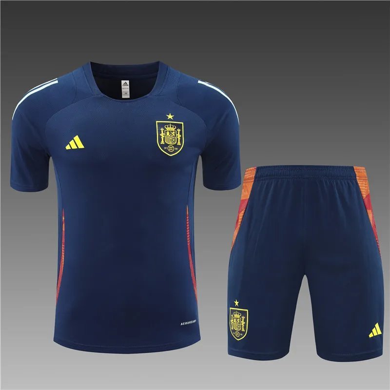 2024 Spain Blue Short Sleeve Training Suit