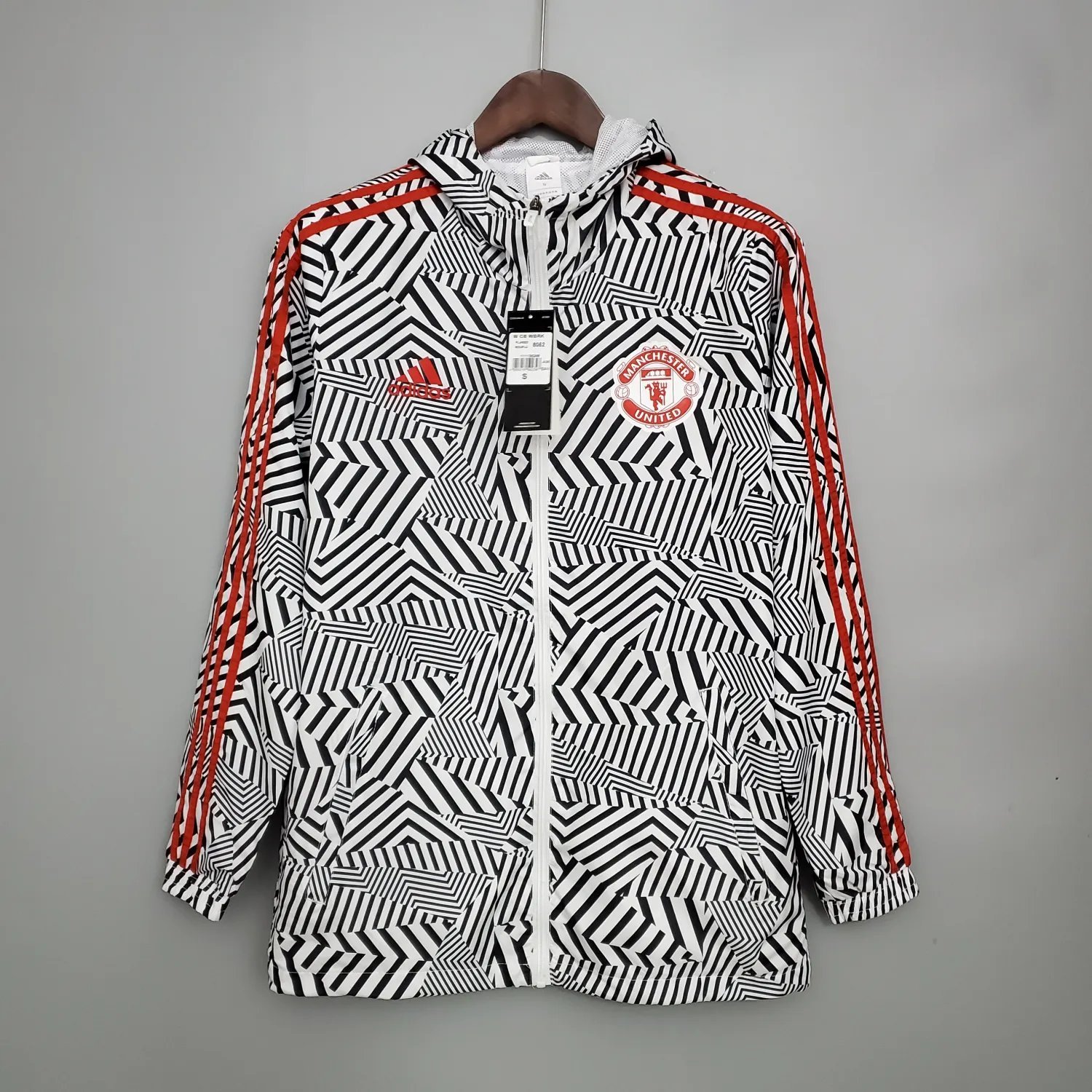 2122 Windbreaker Manchester United Black and White Stripes 
