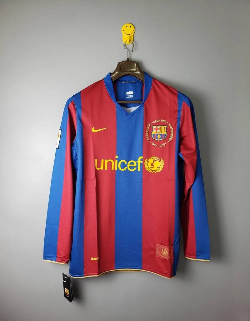 07-08 Barcelona Home Long Sleeve Retro