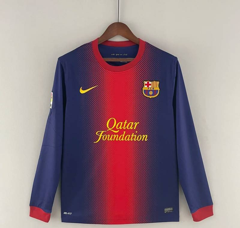 12-13 Barcelona Home Long Sleeve Retro