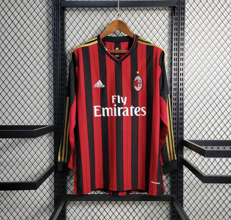 13-14 AC Milan Home Retro Long Sleeve Fan Version