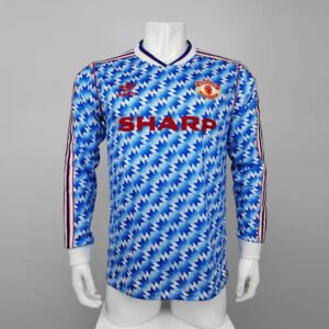90-92 Manchester United Blue Long Sleeve Retro 