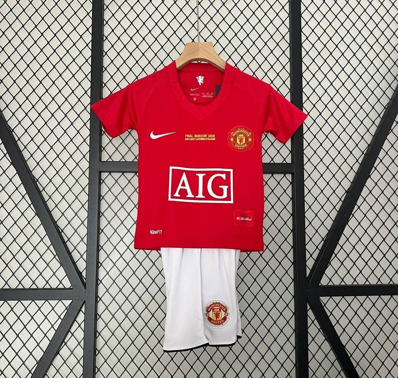 Retro 07-08 Manchester United Home Champions League Kids Kit